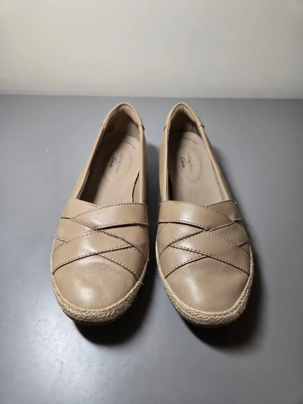 Clarks Collection Women's Danelly Shine Espadrille Tan Slip On Flats Size 8